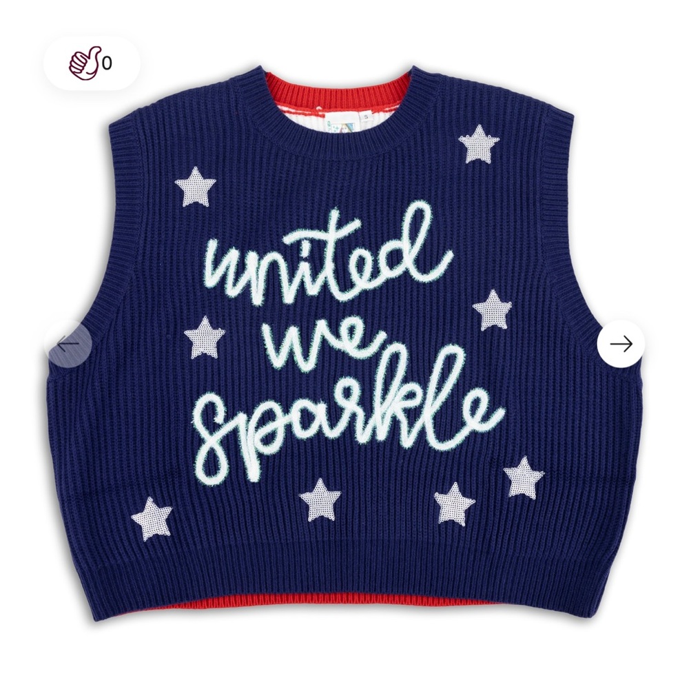 Queen of Sparkles United We Sparkle Sweater Vest Size Large NWOT